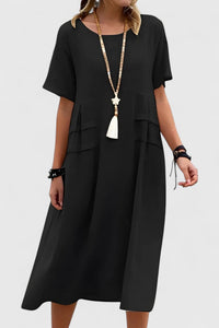 Calypso | Women's Round Neck Short Sleeve Midi Dress