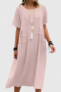 Calypso | Women's Round Neck Short Sleeve Midi Dress