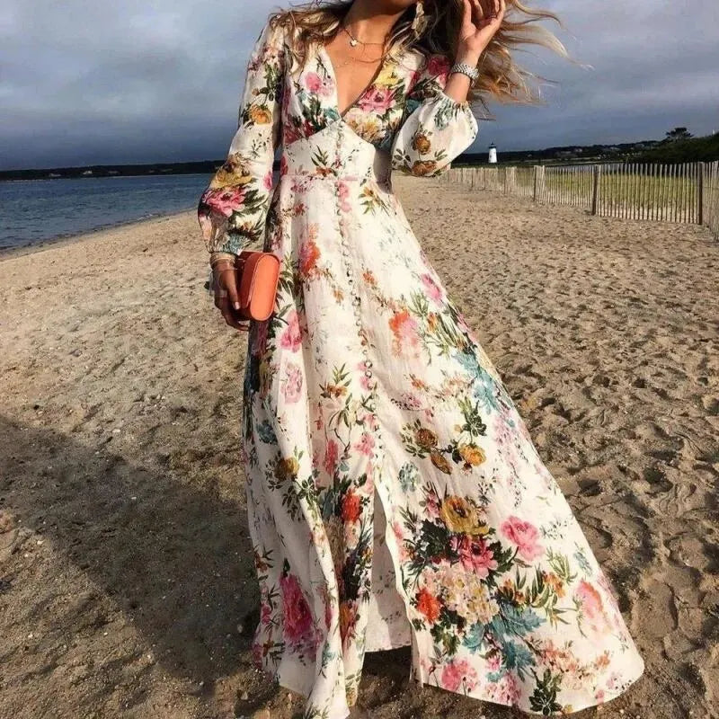 Camille | Women's Floral Long Sleeve Maxi Dress
