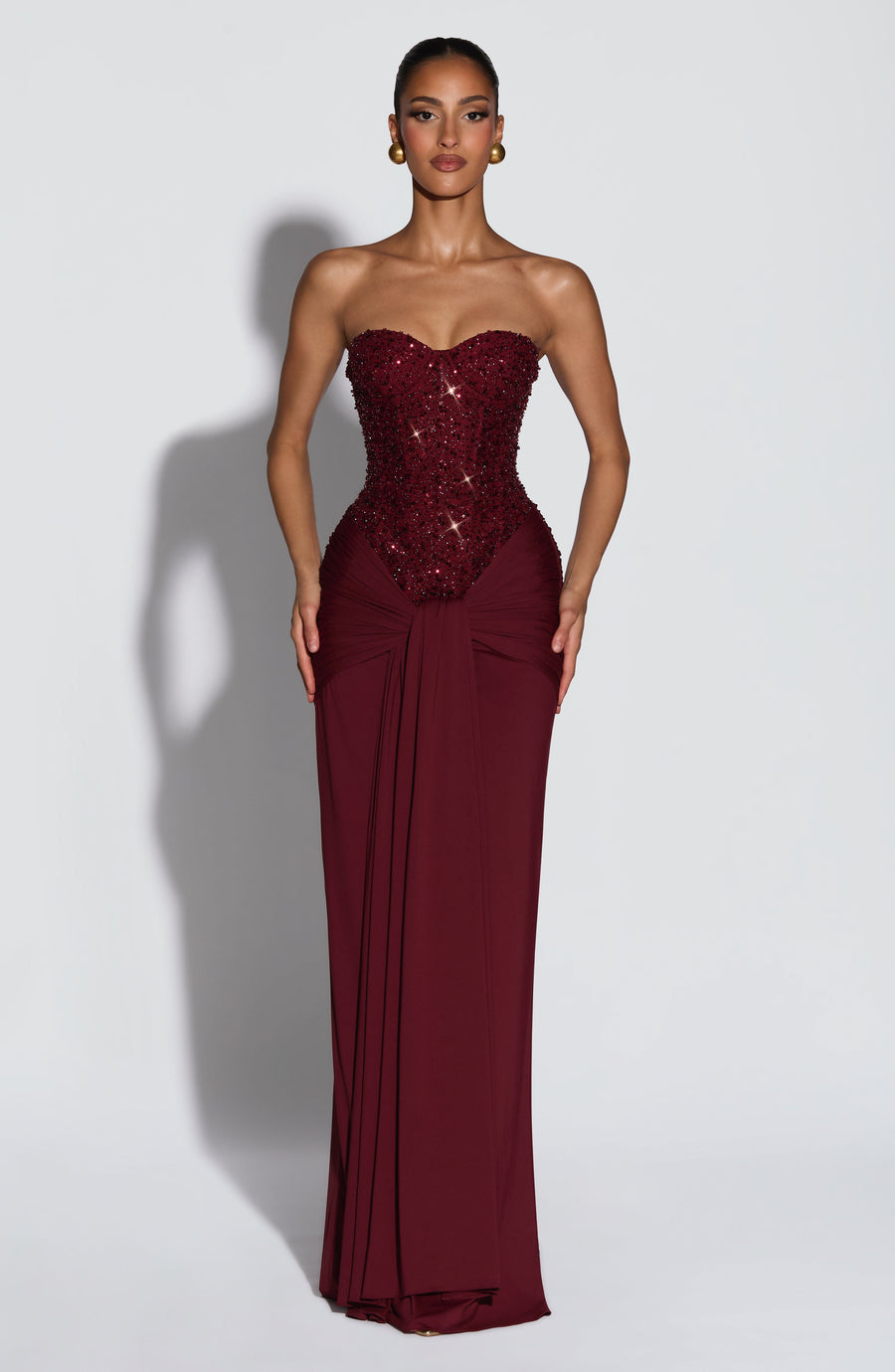 Carina Maxi Dress – Burgundy
