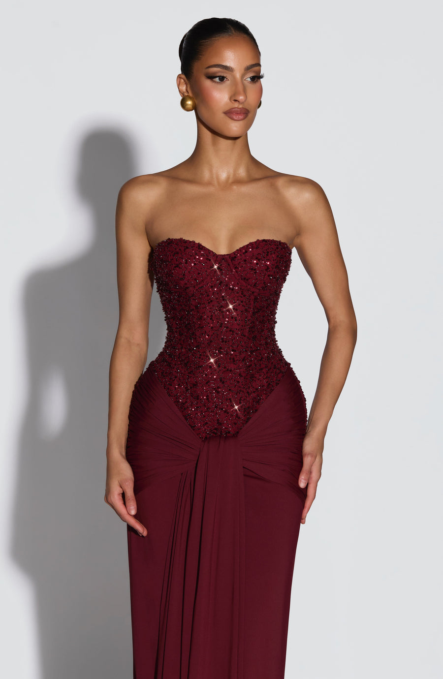 Carina Maxi Dress – Burgundy