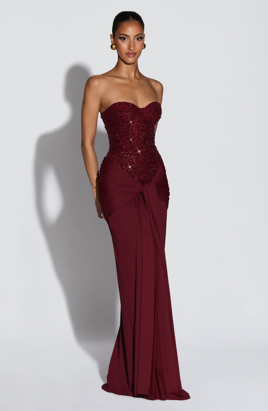 Carina Maxi Dress – Burgundy