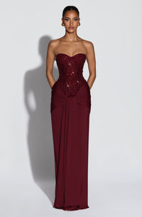 Carina Maxi Dress – Burgundy