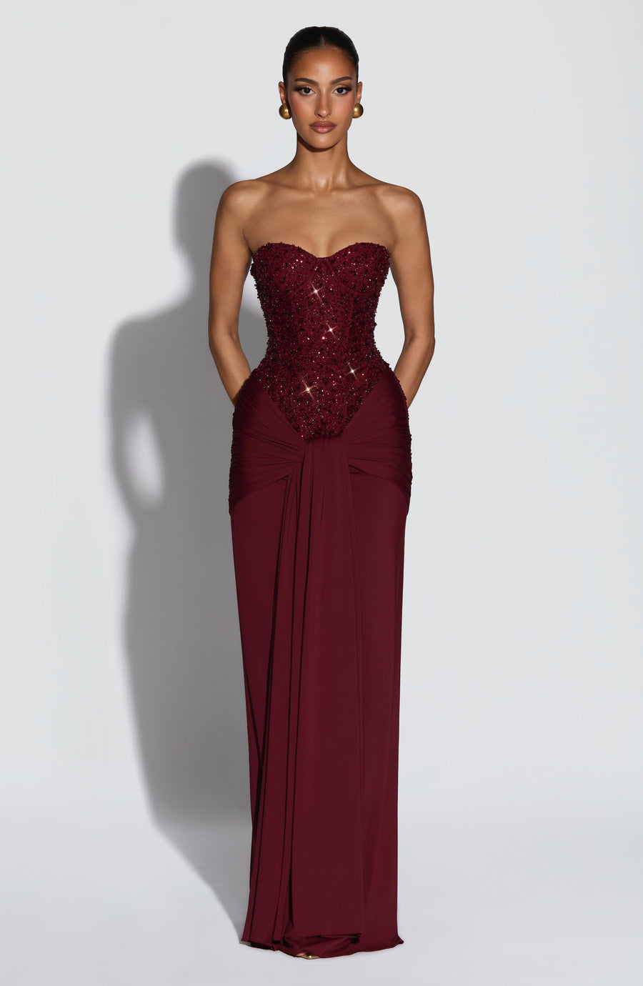 Carina Maxi Dress – Burgundy