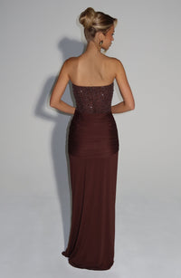 Carina Maxi Dress – Plum Brown