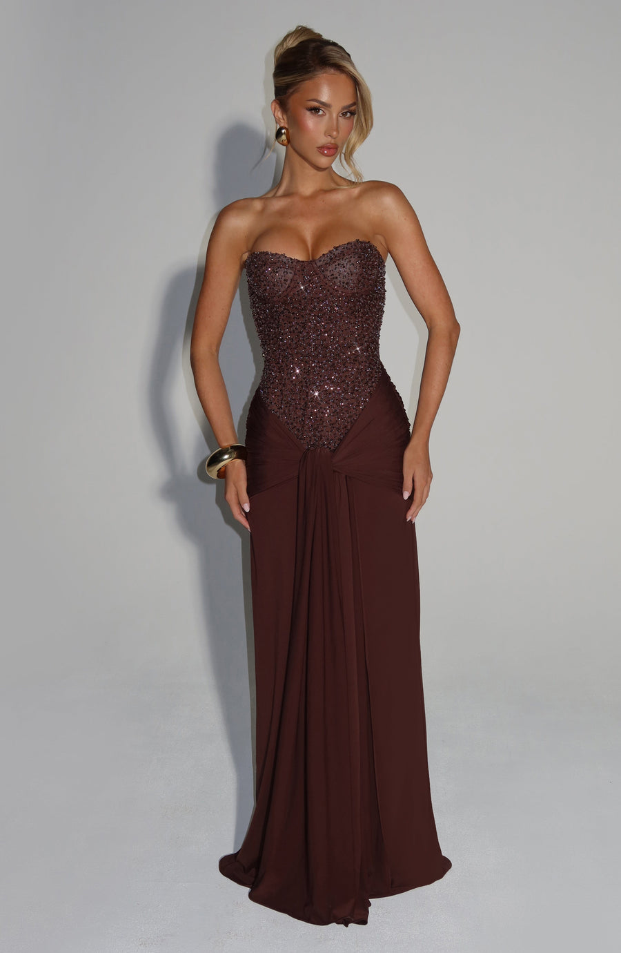 Carina Maxi Dress – Plum Brown