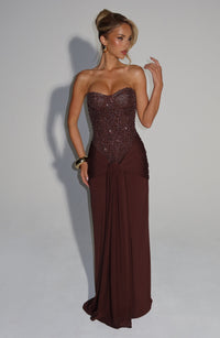 Carina Maxi Dress – Plum Brown