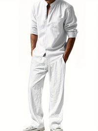 Caspian | Men's Band Collar Long Sleeve Shirt & Pants Set