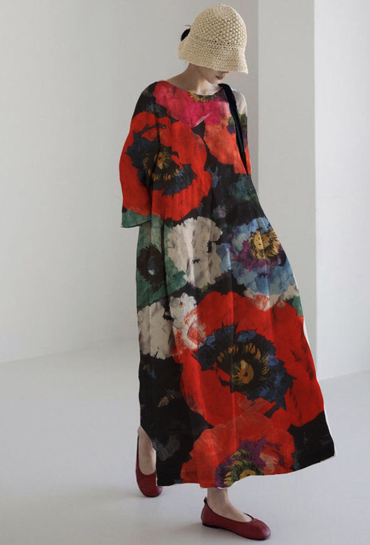 Cassia | Women's Floral Long Sleeve Midi Dress