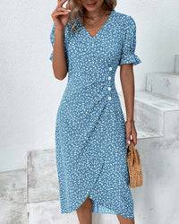 Cassiopeia | Women's Floral V-Neck Wrap Midi Dress