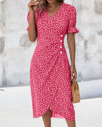 Cassiopeia | Women's Floral V-Neck Wrap Midi Dress