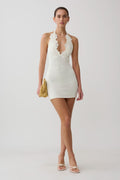 Bohdie Crochet Halter Mini Dress Ivory