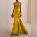 Leelys Dress Yellow Sweetheart Ruched Mermaid Long Formal Dress (New)