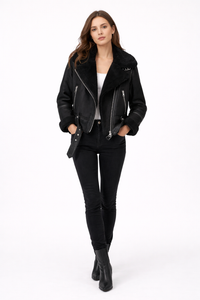 Caroline – Shearling Aviator Suede Jacket