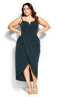 Sassy Tulip Midi Dress Emerald