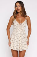 Can't Resist You Mini Dress Cream Choc Polka Dot