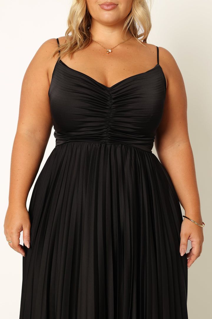 Naira Pleated Maxi Dress Black