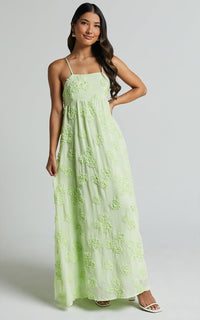 Dress New Claya Midi Dress Sleeveless Floral Dress In Lime Size Medium