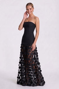 A Line Maxi Elastic Cloth Tulle Formal Wedding Guest Dress Strapless