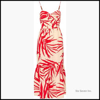 Printed Midi Dress With Sweetheart Neck And Backless Design Color:
