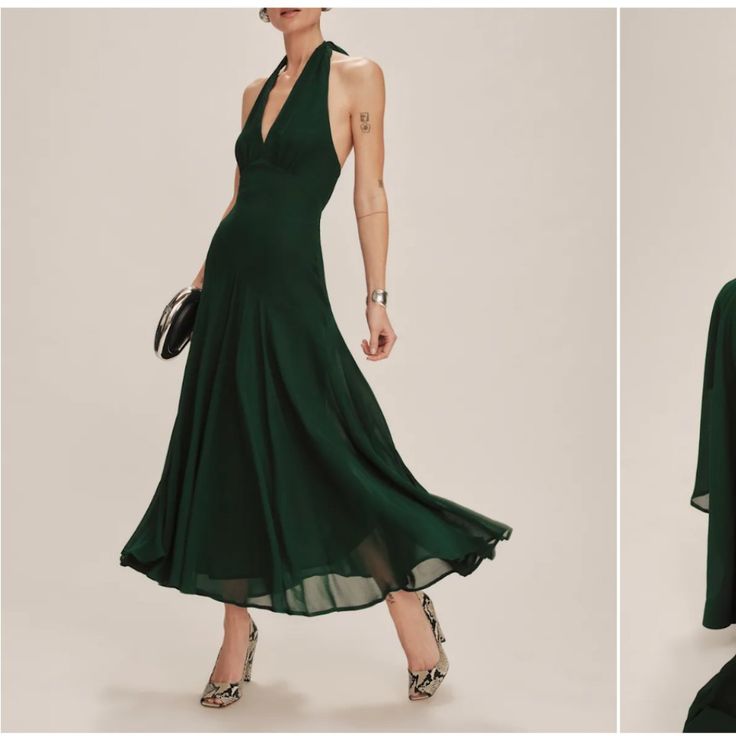 Dress Dark Green Backless Dress Color: Green Size: 6
