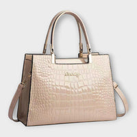 Olivia - Glossy Crocodile Pattern Handbag Khaki