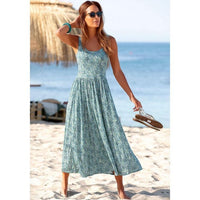 Women's Printed Scoop Neck Dress Lascana Mint Printed Floral 10