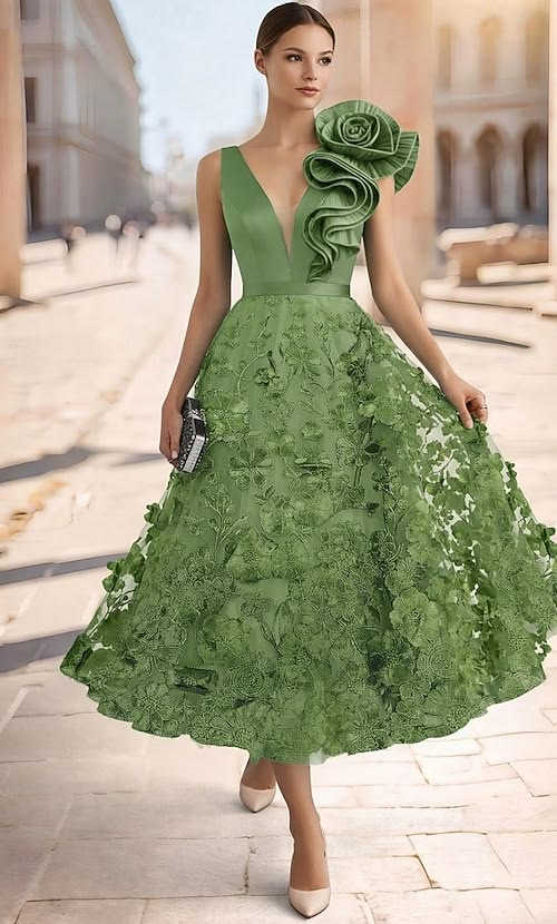A Line Floor Length Mother Of The Bride Dress Half Sleeve V Neck