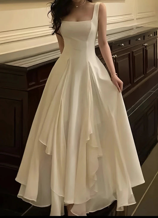 Ivory Chiffon Prom Dress, Simple Party Dress, A Line Evening Formal