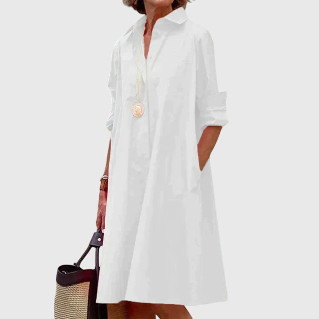 Paige - Elegant Dress With Pockets White