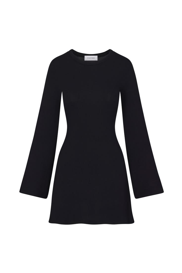 Bell Sleeve Mini Dress In Tencel Knit