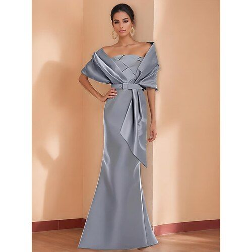 Black Mermaid Trumpet Evening Gown Elegant Dress Formal Wedding Floor