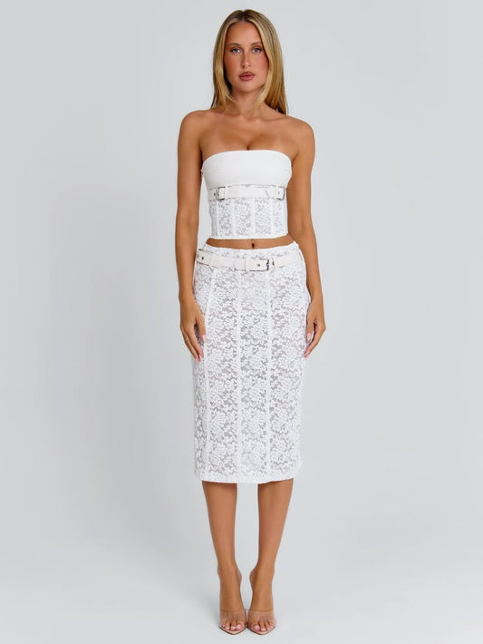Lunalla Midi Skirt Ivory Outcast US Outcast Usa