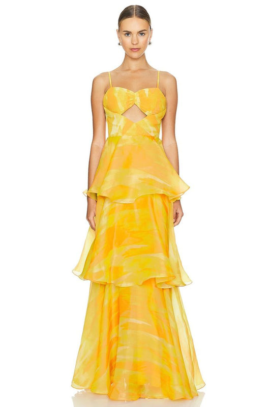 YAURA Keta Dress in Aquarelle Yellow from Revolve.com