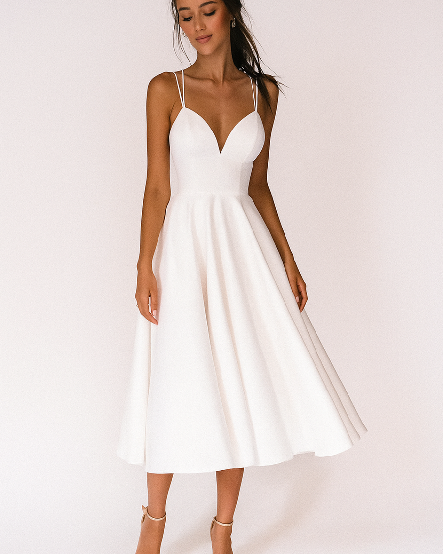Cecily | Women's Sweetheart Neckline A-Line Midi Dress