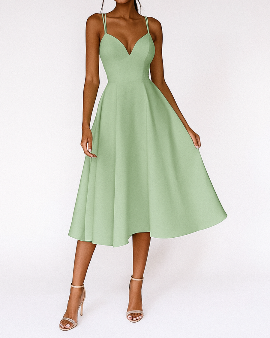 Cecily | Women's Sweetheart Neckline A-Line Midi Dress
