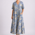 Cecily | Women's V-Neck Short Sleeve Floral Midi Dress