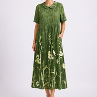 Cecily | Women's V-Neck Short Sleeve Floral Midi Dress