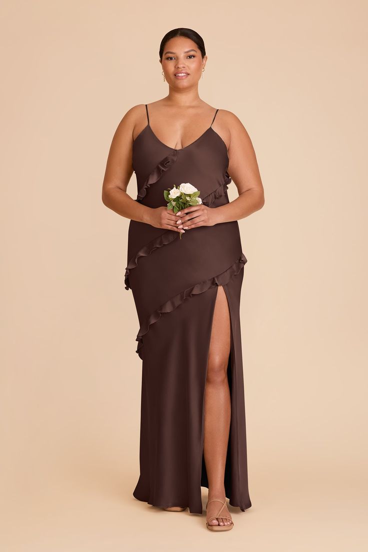 Grey Valentina Espresso Matte Satin Dress