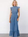 Dress Kearny Ruffle Maxi Dress Whisper Blue Size 2xl Color: Blue Size: