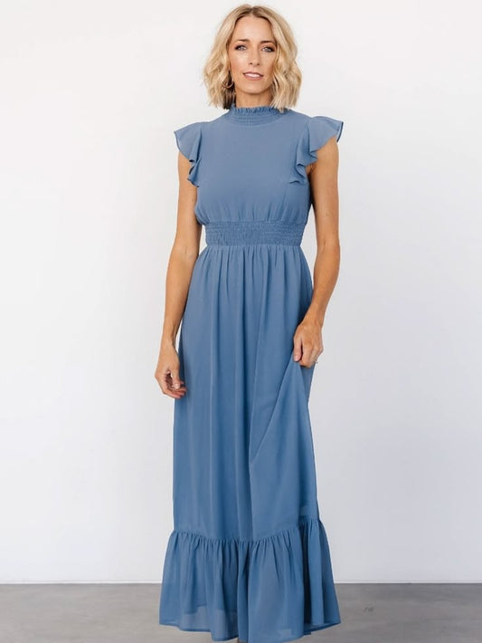 Dress Kearny Ruffle Maxi Dress Whisper Blue Size 2xl Color: Blue Size: