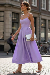 Celeste | Women's Scoop Neck Spaghetti Strap Midi Dress