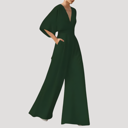Celeste | Women's V-Neck Wide Leg Jumpsuit