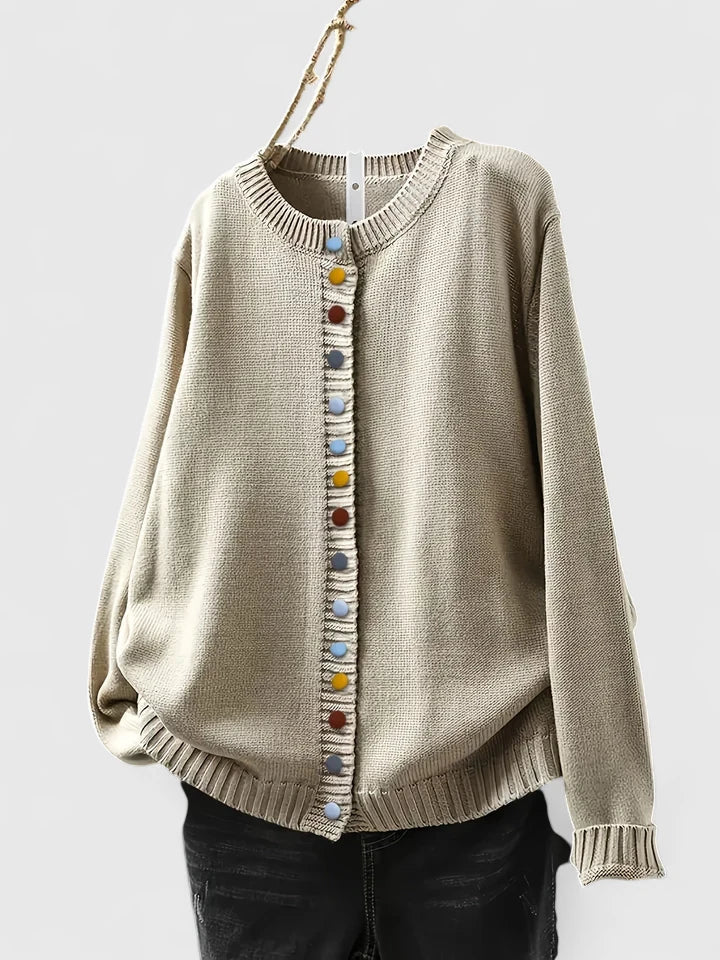 Celestine | Women's Round Neck Long Sleeve Cardigan