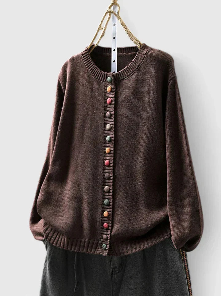 Celestine | Women's Round Neck Long Sleeve Cardigan