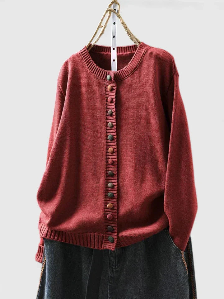 Celestine | Women's Round Neck Long Sleeve Cardigan