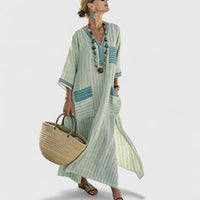 Celina | Women's Striped V-Neck Maxi Dress