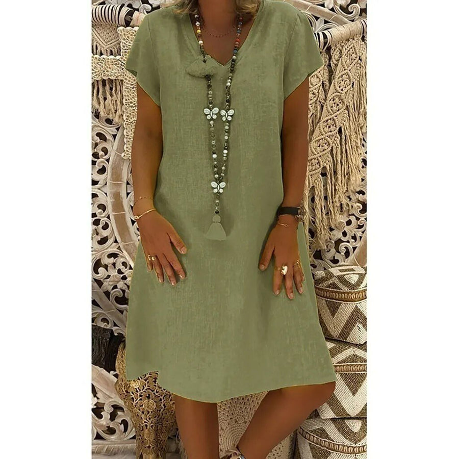 Celina | Women's V-Neck Short Sleeve Mini Dress