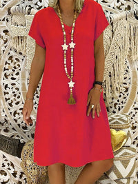 Celina | Women's V-Neck Short Sleeve Mini Dress