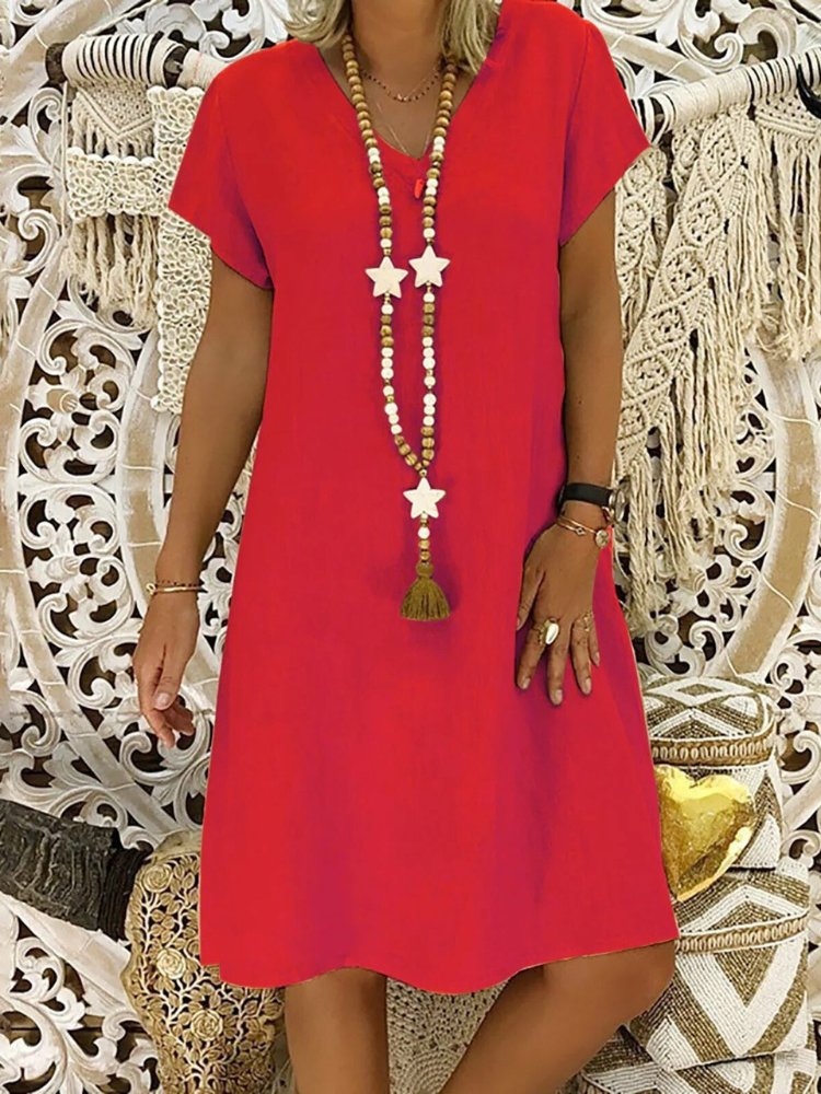 Celina | Women's V-Neck Short Sleeve Mini Dress